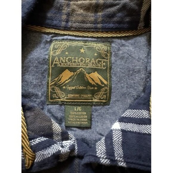 Anchorage Expedition Flannel Shirt Mens Large Blue Plaid Long Sleeve Button Up - Picture 5 of 13
